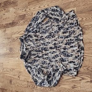 (MP) LOFT Ann Taylor Leopard Print Sheer Blouse Lightweight Office Workwear